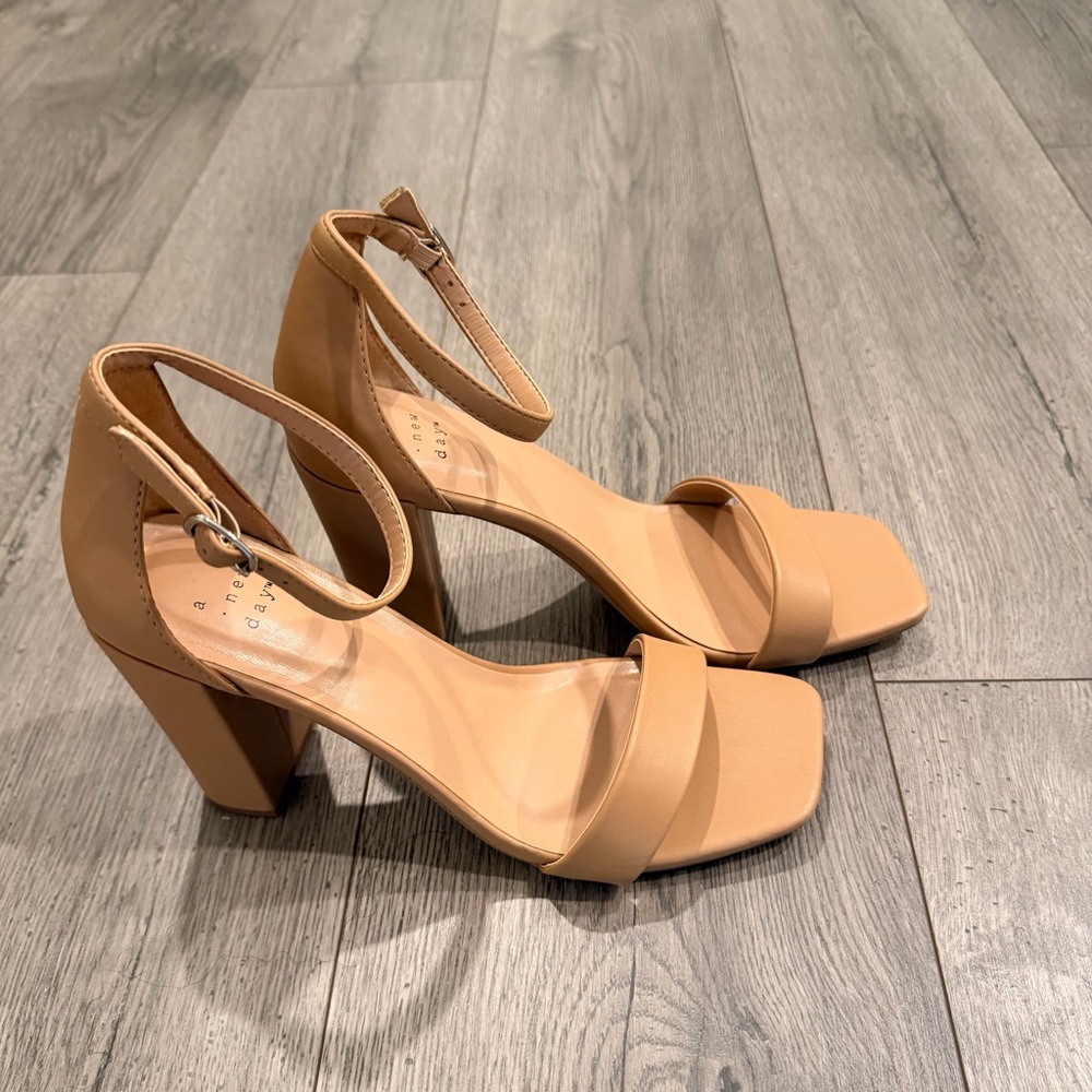 a new day Tan Ankle Strap Heels